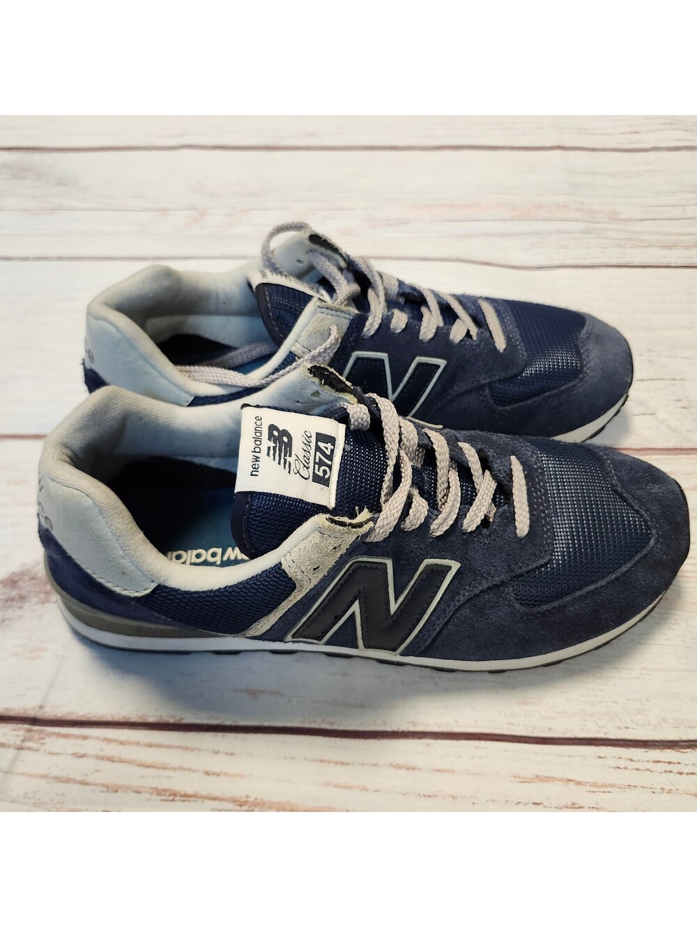 New Balance Classic 574 Navy Blue Suede Sneakers Size 10